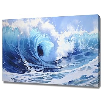 Amazon.co.jp: SHYAMIC 海絵 アート海 自然風景, 青い波の風景